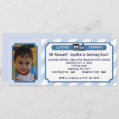 Invitation Billet de train de photo - bleu-clair (Devant / Derrière)