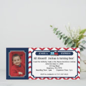 Invitation Billet de train de photo - Chevron rouge (Debout devant)