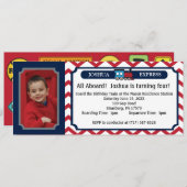 Invitation Billet de train de photo - Chevron rouge (Devant / Derrière)