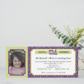 Invitation Billet de train de photo - pourpre et vert (Debout devant)