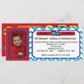 Invitation Billet de train de photo - rayures bleues de (Devant / Derrière)