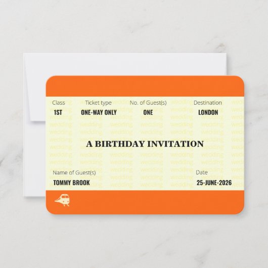 Invitation Billet de Train Inspiré | Anniversaire (Devant)