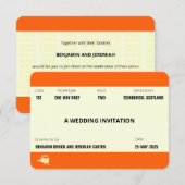 Invitation Billet de train inspiré | LGBTQ+ Mariage gay (Devant / Derrière)