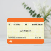 Invitation Billet de train inspiré | Mariage Épargnez la date (Debout devant)