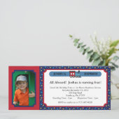 Invitation Billet de train photo - Rouge et Bleu (Debout devant)