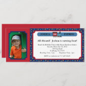 Invitation Billet de train photo - Rouge et Bleu (Devant / Derrière)