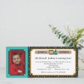 Invitation Billet de train photo - Turquoise et noir (Debout devant)