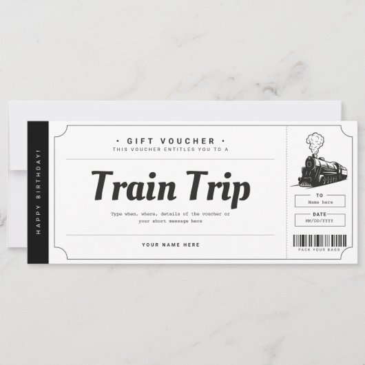 Invitation Billet de train surprise voyage Billet cadeau (Devant)