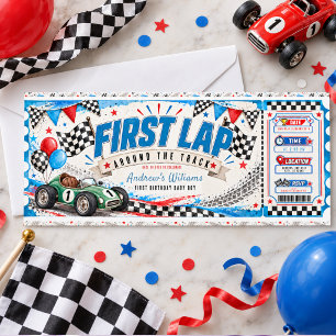 Invitation Billet de voiture de course vintage Premier Tour 1
