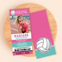 Billet de volley-ball rose Anniversaire Photo