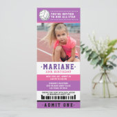 Invitation Billet de Volley-ball rose violet Anniversaire Pho (Debout devant)