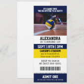 Invitation Billet de Volleyball pour Anniversaire (Devant / Derrière)