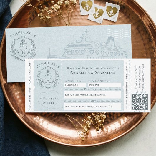 Invitation Billet d'embarquement pour croisière Mariage de de