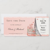 Invitation Billet d'embarquement Rose Romantique Paris Save t (Devant)