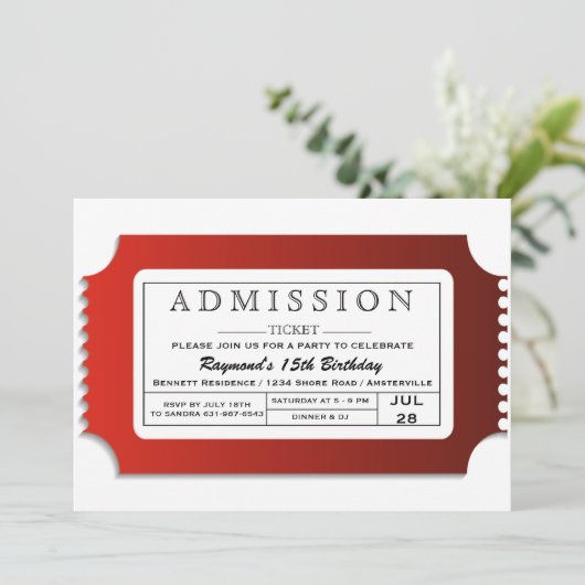 Invitation Billet d'entrée à la fête (Debout devant)