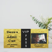 Invitation Billet d'entrée Anniversaire de la fête Gold & Bla (Debout devant)