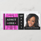 Invitation Billet d'entrée Anniversaire Photo Pink Black (Devant)
