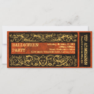 Invitation Billet d'entrée de fête d'Halloween Goth Déplaisan