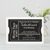 Invitation Billet d'entrée de fête noir et blanc (Debout devant)