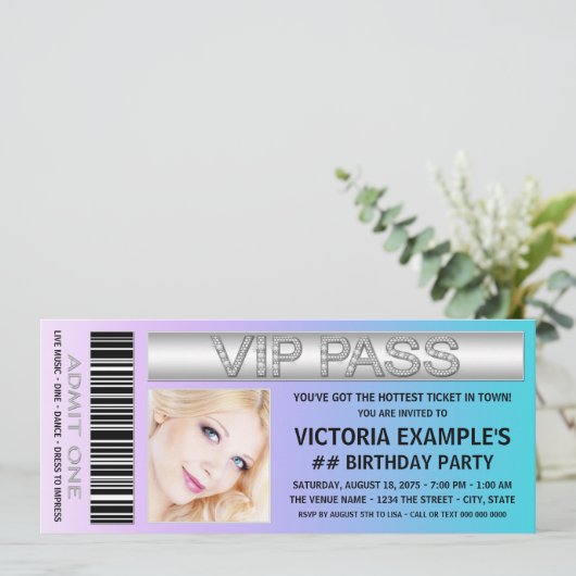 Invitation Billet d'entrée fête d'anniversaire (Debout devant)