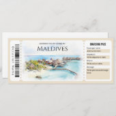 Invitation Billet d'entrée modifiable Maldives Plane Boarding (Devant / Derrière)