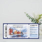Invitation Billet d'entrée modifiable Norvège Plane Boarding  (Debout devant)