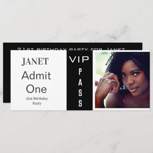 Invitation Billet d'entrée N'importe quel âge Anniversaire Ph (Devant / Derrière)