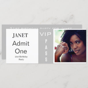 Invitation Billet d'entrée n'importe quel âge Anniversaire Ph