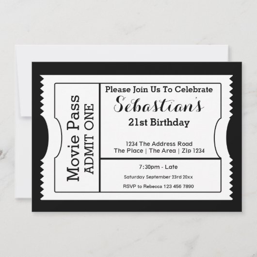 Invitation Billet d'entrée pour la fête de la nouveauté noir  (Devant)