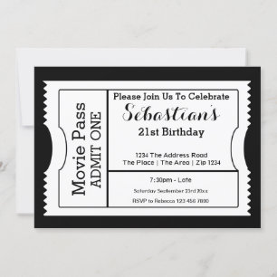 Invitation Billet d'entrée pour la fête de la nouveauté noir 