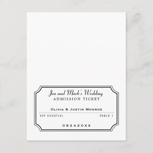 Invitation Billet d'entrée vidéo noir et blanc (Devant)