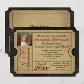Invitation Billet d'entrée Vintage élégant Diplôme photo (Devant / Derrière)