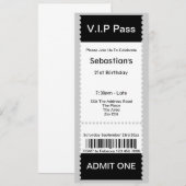Invitation Billet d'entrée VIP Pass Party (Devant / Derrière)