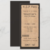 Invitation Billet d'entrée VIP Pass Party (Devant / Derrière)