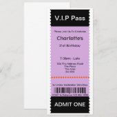 Invitation Billet d'entrée VIP Pass Party (Devant / Derrière)