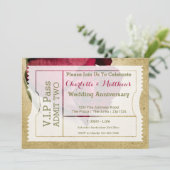 Invitation Billet d'entrée VIP Pass Party Red Rose (Debout devant)