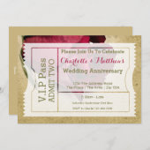 Invitation Billet d'entrée VIP Pass Party Red Rose (Devant / Derrière)