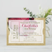 Invitation Billet d'entrée VIP Pass Party Red Rose (Debout devant)