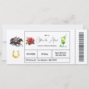 Invitation Billet Derby Day "Off to the Altar" Fête des marié