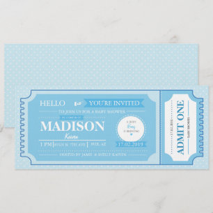 Invitation Billet d'événement Baby Blue Baby shower