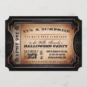 Invitation Billet d'Halloween Orange & Black Surprise