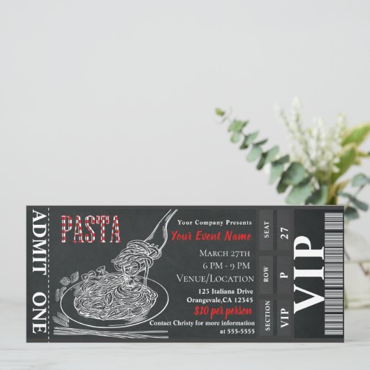 Invitation Billet Dîner Pâte Chalk VIP Rustic Dinner Party (Debout devant)