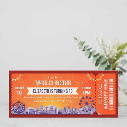 Invitation Billet d'invitation d'anniversaire du parc (Debout devant)