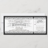 Invitation billet d'invitation pour mariage blanc gris noir (Devant)