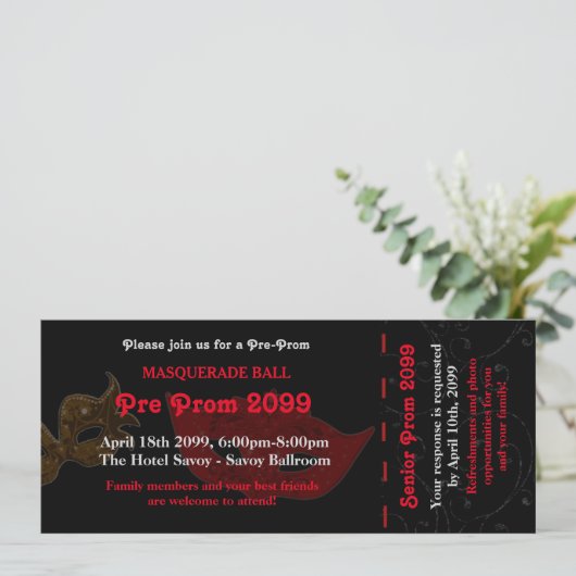 Invitation Billet d'invitation pré-prom Masquerade Style,chic (Debout devant)