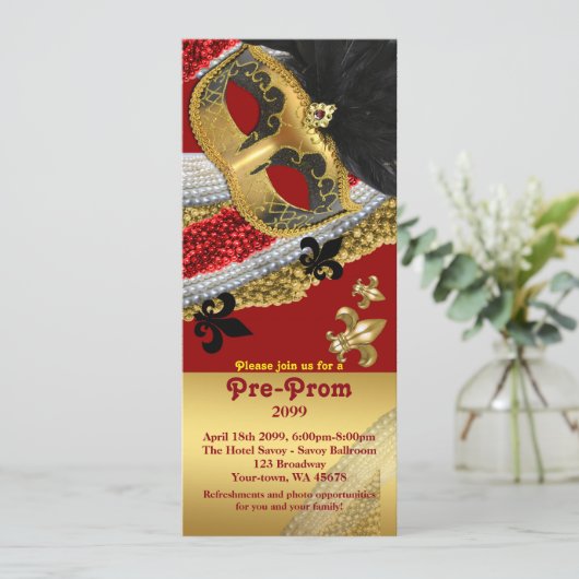 Invitation Billet d'invitation pré-prom, Pré Prom, masquerade (Debout devant)