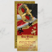 Invitation Billet d'invitation pré-prom, Pré Prom, masquerade (Devant / Derrière)