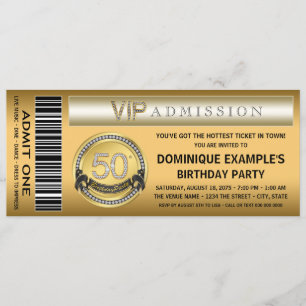 Invitation Billet d'or Anniversaire Tout Numéro