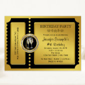 Invitation Billet d'or Champagne fête d'anniversaire