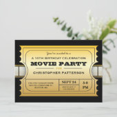 Invitation Billet d'or d'admission de fête d'anniversaire de (Debout devant)